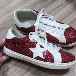 Stylish Red Glitter Sneakers